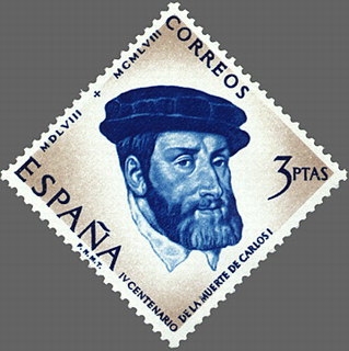 ESPAÑA 1958 1231 Sello Nuevo Cent. Muerte Carlos I España V Alemania 3pts c/charnela Espana Spain Espagne Spagna Spanje Spanien 